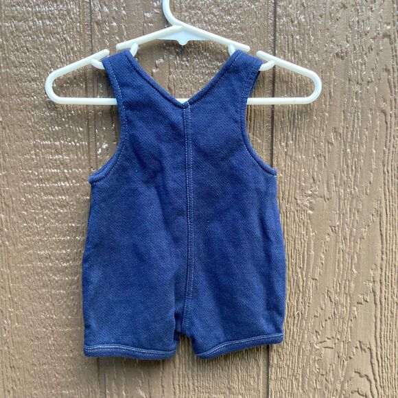 Vintage Baby boy size newborn ahoy teddy bears dark blue overalls unique - Picture 2 of 2
